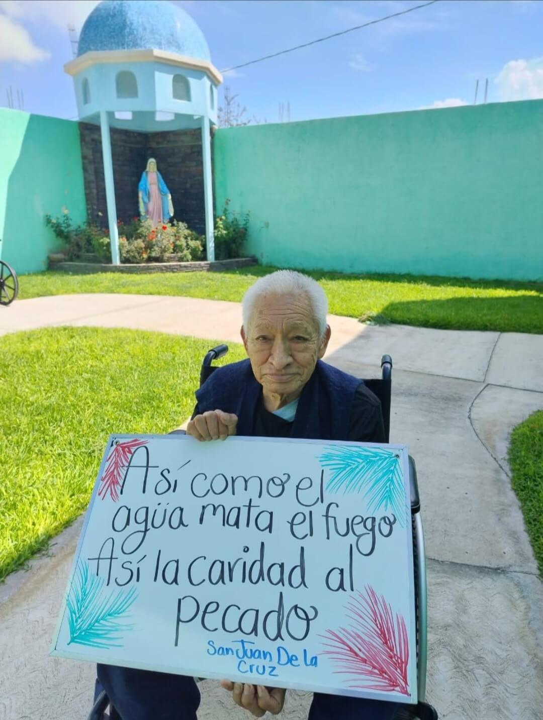 elderly resident sitting in a wheelchair