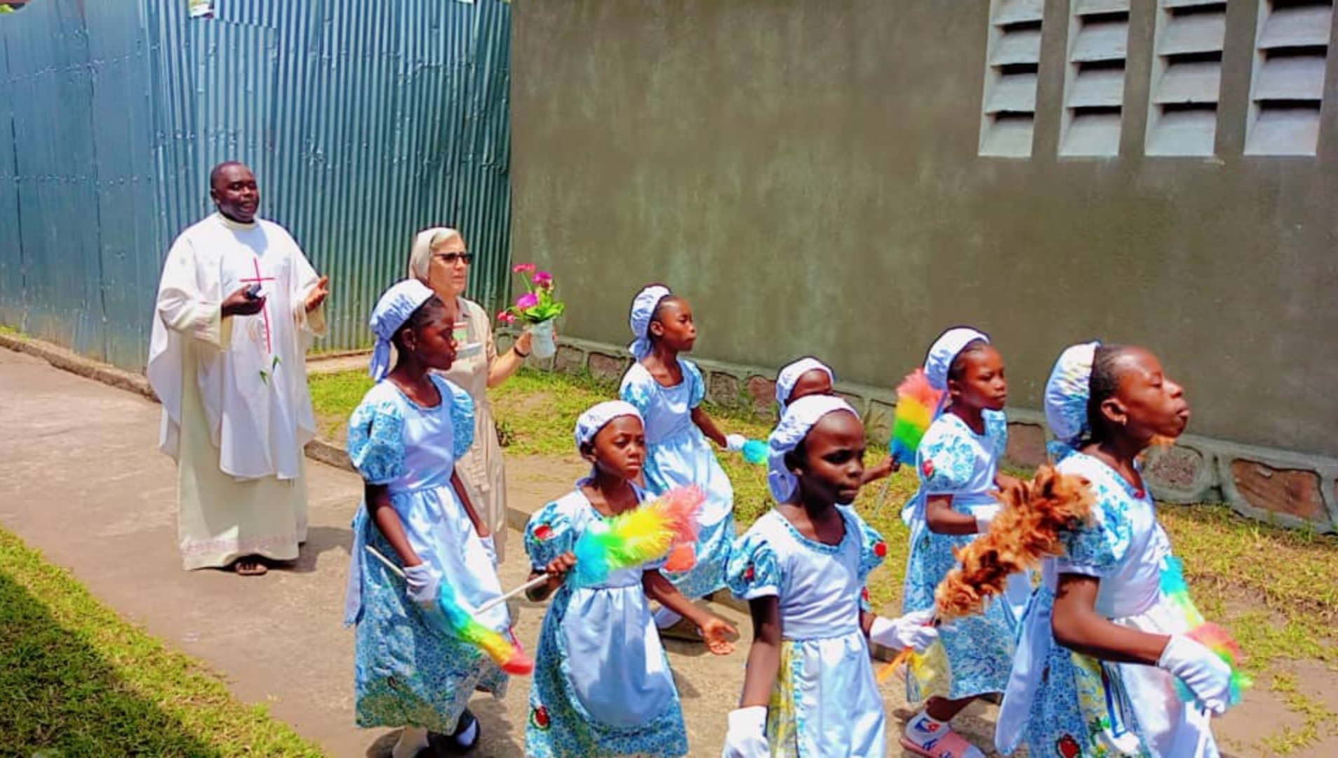 girls leading a processional