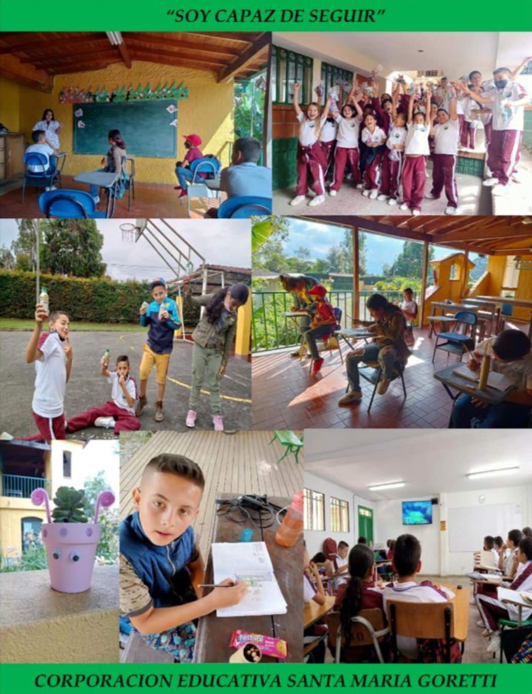 collage of students learning in school