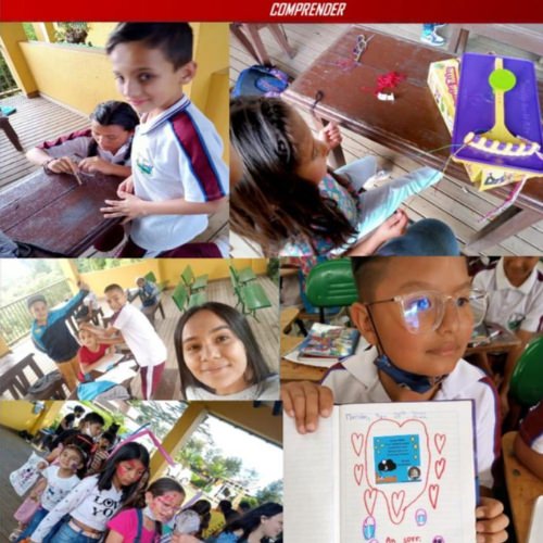 thumbnail of collage of children doing arts and crafts in school