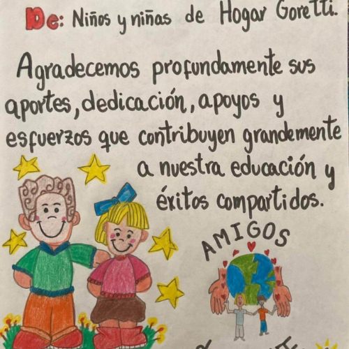 thumbnail of a thank you letter from the students of Hogar Goretti